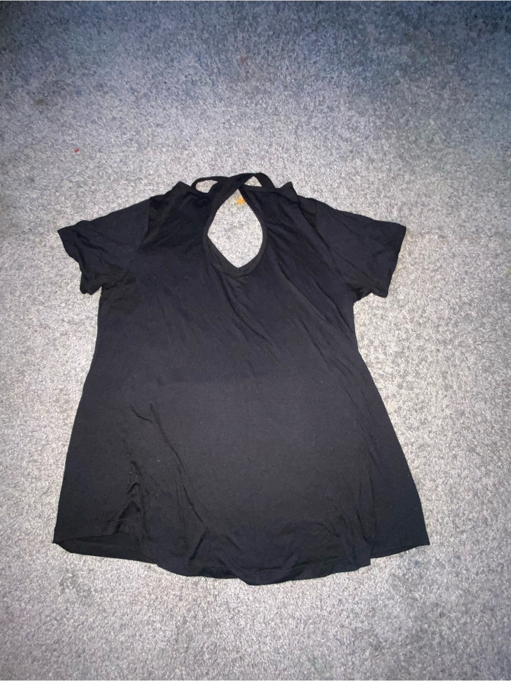 BCBG Black Short Sleeve Keyhole Back Top